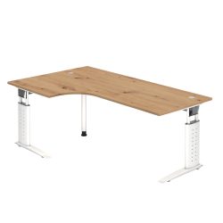 Hammerbacher Schreibtisch US82 Eiche, Weiß 2.000 x 800 x 680 x 680 - 860 mm