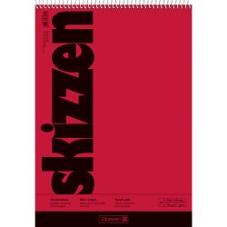 BRUNNEN Skizzenblock 24 x 34 cm 110 g/m² Spirale Rot 50 Blatt