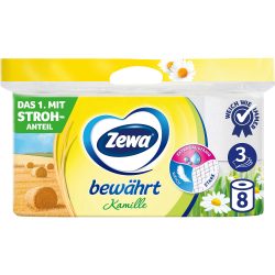 Zewa Bewährt Toilettenpapier 3-lagig Kamille Weiss 8 Rollen à 150 Blatt
