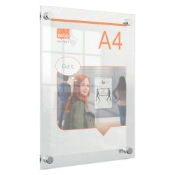 Nobo Premium Plus Wandmontierbarer Inforahmen 1915591 A4 Rahmenlos Acryl 261 x 346 mm Transparent