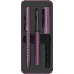Faber-Castell Füller Kugelschreiber Set M/BP Grip Edition 201530 Blau Berry