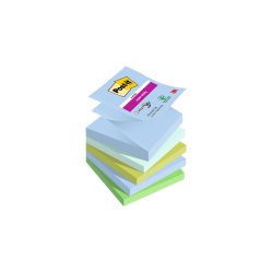 Post-it Super Sticky Z-Notes 76 x 76 mm Blau, Grün Kariert Einfarbig 5 Blöcke mit 90 Blatt