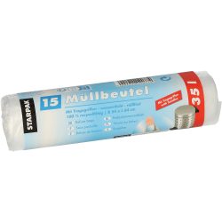 PAPSTAR Müllsäcke 35 L Transparent HDPE (Hochdichtes Polyethylen) Tragegriff 15 Stück