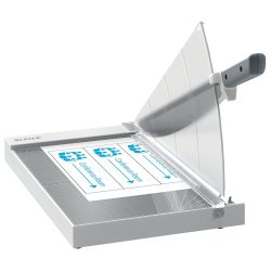 Leitz Precision Office Hebelschneider 9021 A4+ 381 mm Edelstahl-Klinge Premium Glasarbeitsfläche EdgeGlow-Kantenlicht Grau 15 Blatt