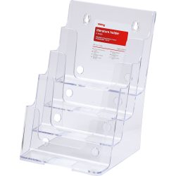 Office Depot Portrait Prospekthalter 4 stufig A5 Transparenter Kunststoff 165 x 254 x 159mm