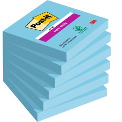 Post-it Super Sticky Haftnotizen 76 x 76 mm Blau Quadratisch 6 Stück à 90 Blatt