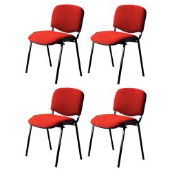 Nowy Styl Besucherstuhl ISO Plus Stoff Rot 4 Stück