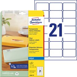 AVERY ZWECKFORM Etiketten J8560 J8560-25 63.5x38.1mm transp.525Stk.20B