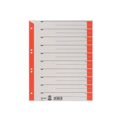 Leitz 1 bis 10 Register DIN A4 Überbreite Rot 1-teilig Pappkarton 6 Löcher 1652 100 Stück