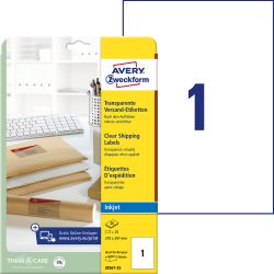 AVERY Zweckform Universaletiketten J8567-25 Selbsthaftend A4 Transparent 210 x 297 mm 25 Blatt à 1 Etiketten