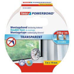 tesa Montageband Powerbond Transparent 19 mm (B) x 5 m (L) Papier 55744
