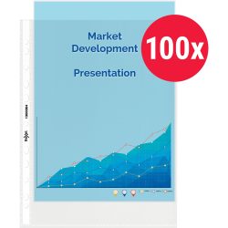Rexel Premium Top Quality Prospekthüllen DIN A4 Glasklar Transparent 55 Mikron PP (Polypropylen) Öffnung Oben 11 Löcher 100 Stück
