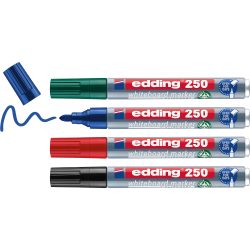 edding 250 Whiteboard Marker Mittel Rundspitze Farbig sortiert 4 Stück