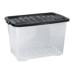 Aufbewahrungsbox Curve 65 L Transparent, Schwarz Polypropylen 60 x 40 x 37 cm