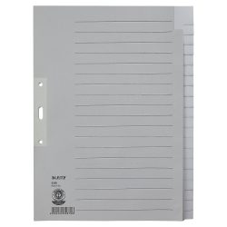 Leitz Register 6096 A4 Für Leitz ALPHA Hängeregistraturen Grau 20-teilig 3-fach 100% Recycelter Kraft-Karton