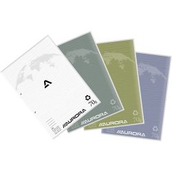 AURORA Splendid Notizblock DIN A4 Liniert Geleimt Papier Grau, Grün Perforiert Recycled 200 Seiten