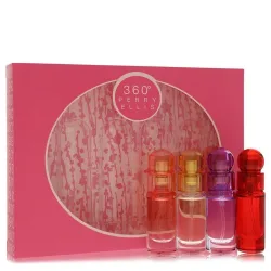 Perry Ellis perry ellis 360 Gift Set -- Four piece Travel Gift Set Includes 8 ml Mini Eau De Parfum Spray of each. 360 Coral, 360 For Women, 360 Purple, 360 Red.