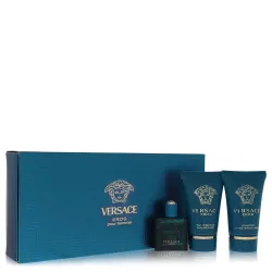 Versace Eros Gift Set -- 6 ml Mini EDT + 25 ml Shower Gel + 25 ml After Shave Balm