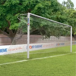 Sport-Thieme Grossfeld-Fussballtor in Bodenhülsen stehend, eckverschweisst, Netzhalter