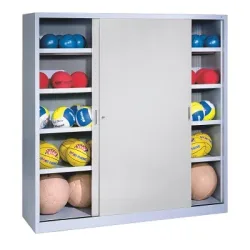 C+P Ballschrank mit Vollblech-Schiebetüren (Typ 4), HxBxT 195x190x60 cm, Goldgelb (RAL 1004), Anthrazit (RAL 7021), Einzelschliessung