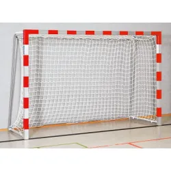 Sport-Thieme Handballtor in Bodenhülsen stehend, 3x2 m, Rot-Silber, Verschweisste Eckverbindungen