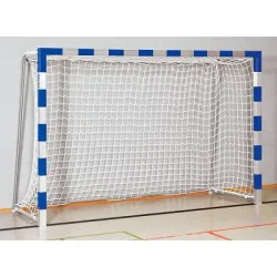 Sport-Thieme Handballtor in Bodenhülsen stehend mit anklappbaren Netzbügeln, 3x2 m, Blau-Silber, Verschweisste Eckverbindungen
