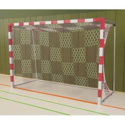 Sport-Thieme Handballtor frei stehend, 3x2 m, Rot-Silber, Verschraubte Eckverbindungen