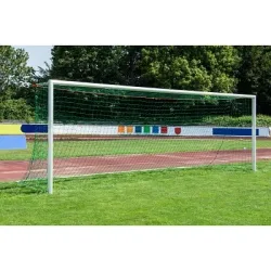 Sport-Thieme Grossfeld-Fussballtor in Bodenhülsen stehend, mit SimplyFix Netzbefestigung, weiss, Weiss