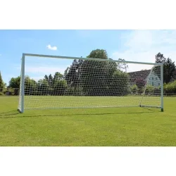 Sport-Thieme Grossfeld-Fussballtor mit klappbarem Netzbügel und Bodenrahmen, Weiss, SimplyFix