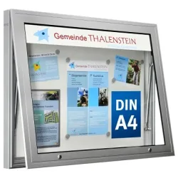 kaiserkraft Schaukasten, Türöffnung 90° nach oben, für Format DIN A0, Rückwand reinweiß