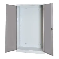 C+P Modul-Sportgeräteschrank mit Vollblech-Flügeltüren, HxBxT 195x120x50 cm, Lichtgrau (RAL 7035), Ergo-Lock Muldengriff, Lichtgrau (RAL 7035), Einzelschliessung