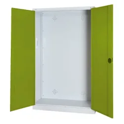 C+P Modul-Sportgeräteschrank mit Vollblech-Flügeltüren, HxBxT 195x120x50 cm, Ergo-Lock Muldengriff, Clowngrün (RAL 110 80 60), Lichtgrau (RAL 7035), Einzelschliessung