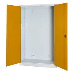 C+P Modul-Sportgeräteschrank mit Vollblech-Flügeltüren, HxBxT 195x120x50 cm, Ergo-Lock Muldengriff, Goldgelb (RAL 1004), Lichtgrau (RAL 7035), Einzelschliessung