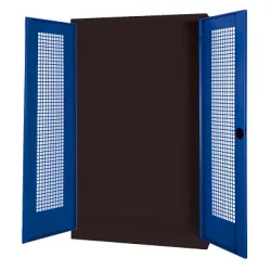 C+P Modul-Sportgeräteschrank mit Lochblech-Flügeltüren, HxBxT 195x120x50 cm, Enzianblau (RAL 5010), Ergo-Lock Muldengriff, Anthrazit (RAL 7021), Einzelschliessung
