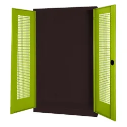 C+P Modul-Sportgeräteschrank mit Lochblech-Flügeltüren, HxBxT 195x120x50 cm, Ergo-Lock Muldengriff, Clowngrün (RAL 110 80 60), Anthrazit (RAL 7021), Einzelschliessung