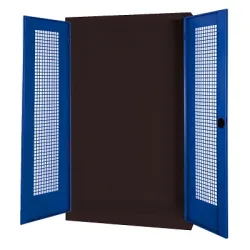 C+P Modul-Sportgeräteschrank mit Lochblech-Flügeltüren, HxBxT 195x120x50 cm, Enzianblau (RAL 5010), Ergo-Lock Muldengriff, Anthrazit (RAL 7021), Gleichschliessung