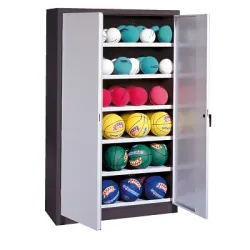 C+P Ballschrank mit Vollblech-Flügeltüren (Typ 3), HxBxT 195x120x40 cm, Lichtgrau (RAL 7035), Anthrazit (RAL 7021), Gleichschliessung