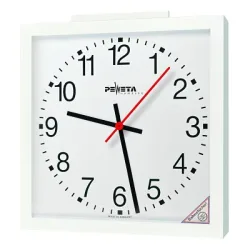 Peweta Funk-Wanduhr mit Sekundenanzeiger, 50x50 cm, Zifferblatt arabische Zahlen, Netzbetrieb