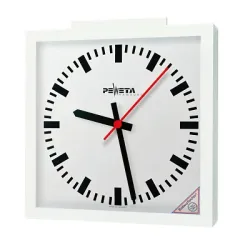 Peweta Funk-Wanduhr mit Sekundenanzeiger, 50x50 cm, Zifferblatt DIN-Balken, Batteriebetrieb