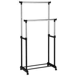 Kleiderwagen 84x94x44 Cm Höhenverstellbar Schwarz, Chromfarben 84/94-168/44 cm 