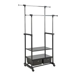 Kleiderwagen Ben Ii Schwarz/chromfarben Schwarz, Chromfarben 74-123/127-163/48 cm 