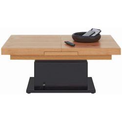 Couchtisch 2 In 1 Based In Schwarz/eichefarben Holz, Metall, Holzwerkstoff 