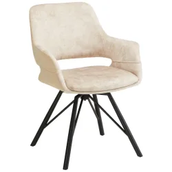 Armlehnstuhl In Beige/schwarz  Sitzfläche 360° drehbar Samt 