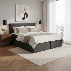 Boxspringbett Lucy2 Dunkelgrau Ca. 180x200cm Inkl. Topper 180/200 cm Dunkelgrau 