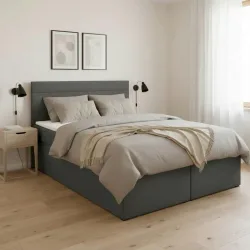 Boxspringbett Rosa Anthrazit. Ca 140x200cm Ink. Topper 140/200 cm Dunkelgrau 