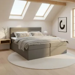 Boxspringbett Rosa Dunkgrau Ca. 180x200cm Inkl. Topper 180/200 cm Grau 