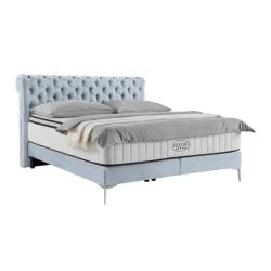 Boxspringbett Queen In Blaugrau Ca. 160x200cm 160/200 cm Blaugrau 