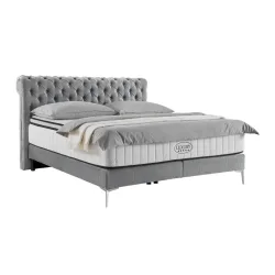 Boxspringbett Queen In Dunkelgrau Ca. 180x200cm 180/200 cm Dunkelgrau 