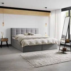 Boxbett Marselie Ca. 200x200 Cm Grau Mit Topper 200/200 cm Grau 