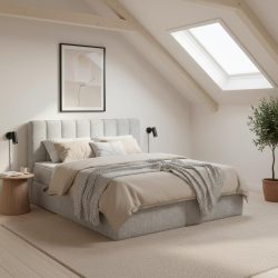 Boxbett Mala Ca. 180x200 Cm Hellgrau Mit Topper 180/200 cm Hellgrau 